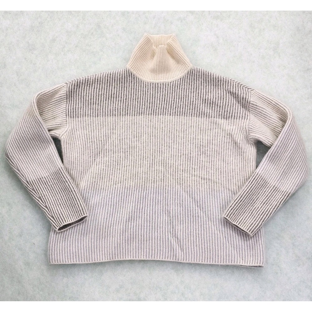 EUC Haven Well Within 100% Cashmere Ribbed Turtleneck Sweater XL  Stripe Ombre